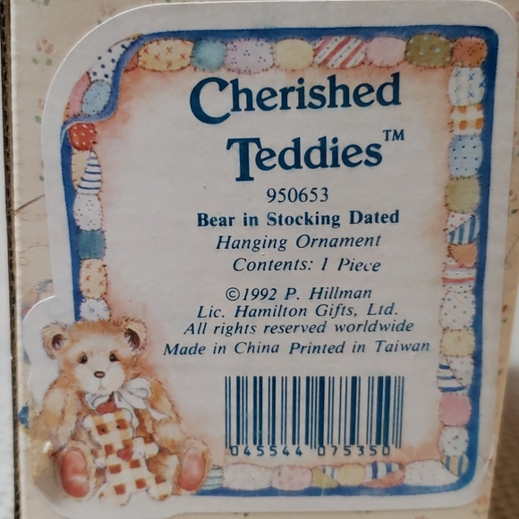 Cherished Teddies, bear in stocking dated 1992 - Picture 5 of 6